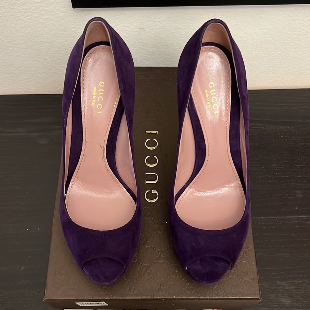 Gucci suede genuine leather platform 1 inch 5.5 inch heel
